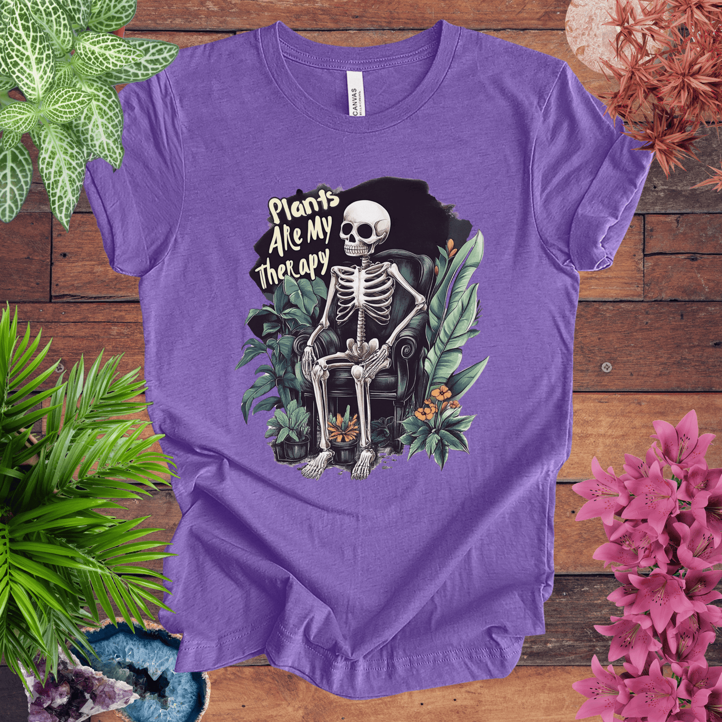 Printify T-Shirt Heather Team Purple / S Plants Are My Therapy T-Shirt