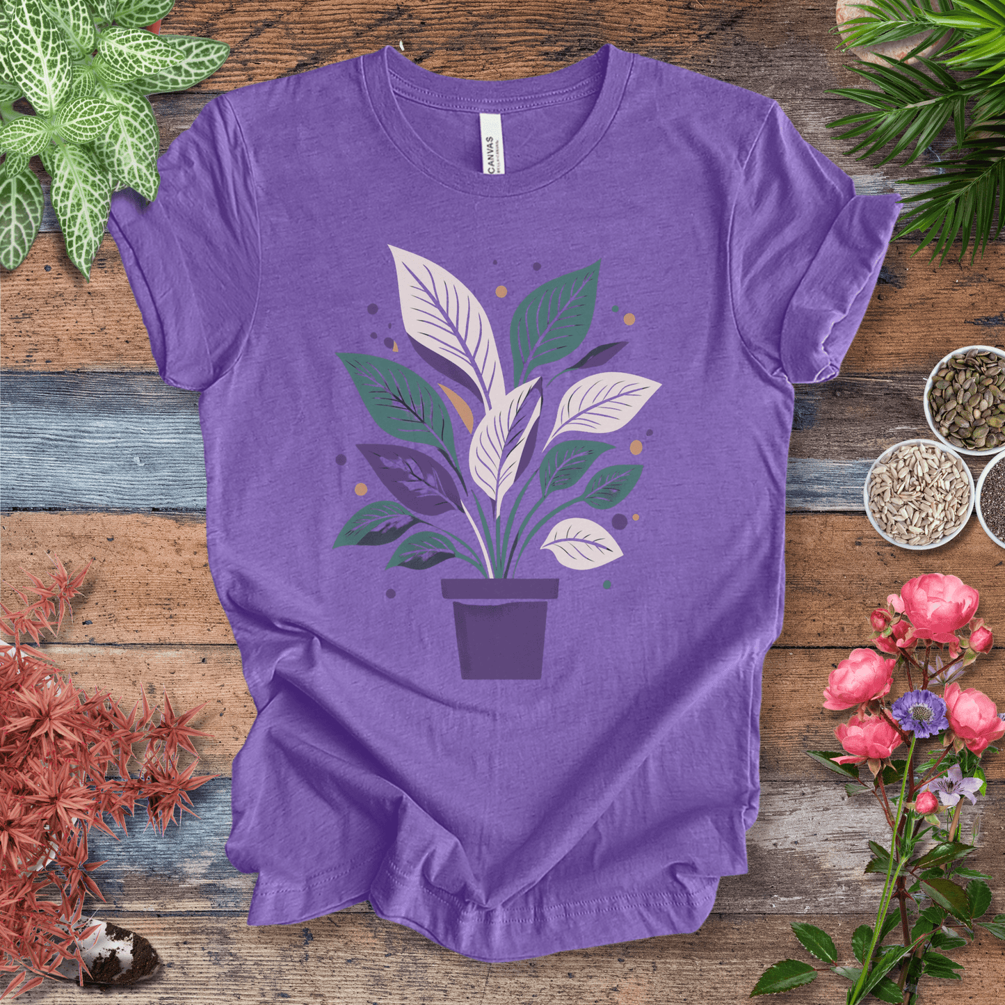 Printify T-Shirt Heather Team Purple / S Potted Plant Aesthetic T-Shirt