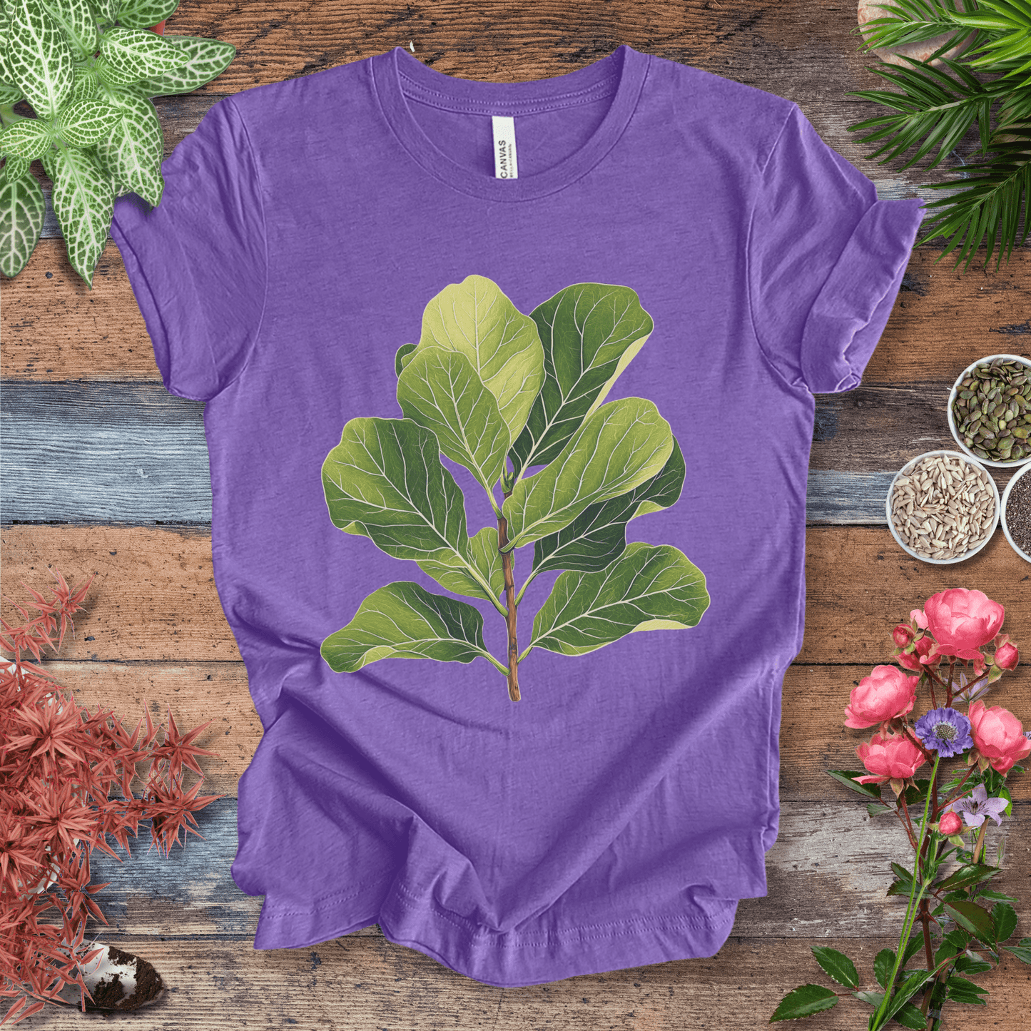 Printify T-Shirt Heather Team Purple / S Realistic Fiddle Leaf Fig T-Shirt