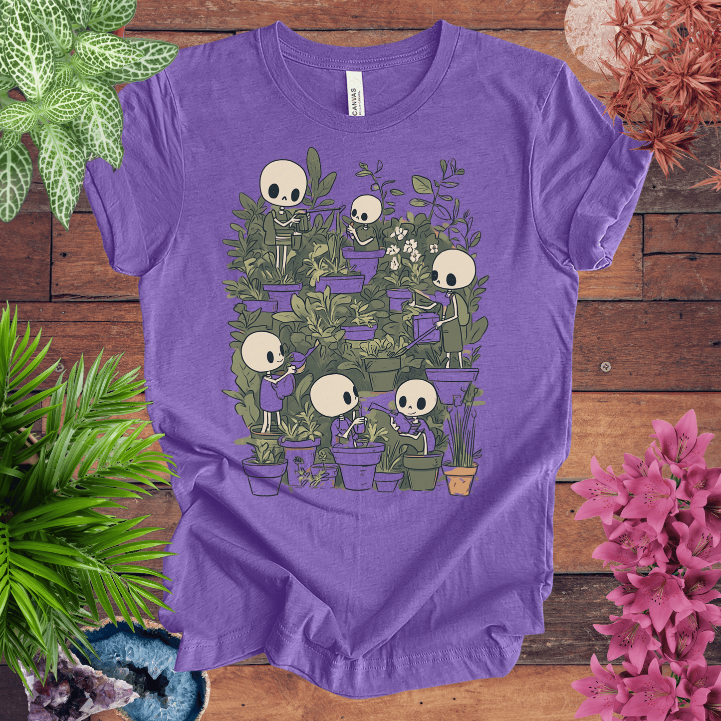 Printify T-Shirt Heather Team Purple / S Skeleton Gardener - Eternal Green Thumb T-Shirt