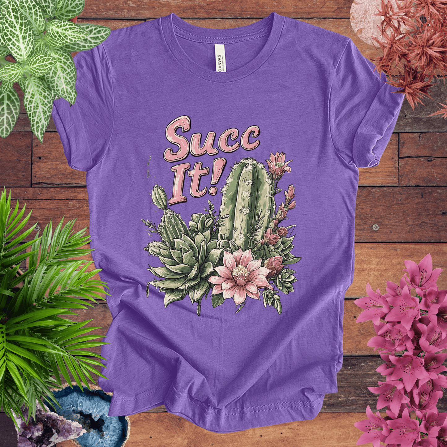 Printify T-Shirt Heather Team Purple / S Succ It! - Cactus Lover T-Shirt