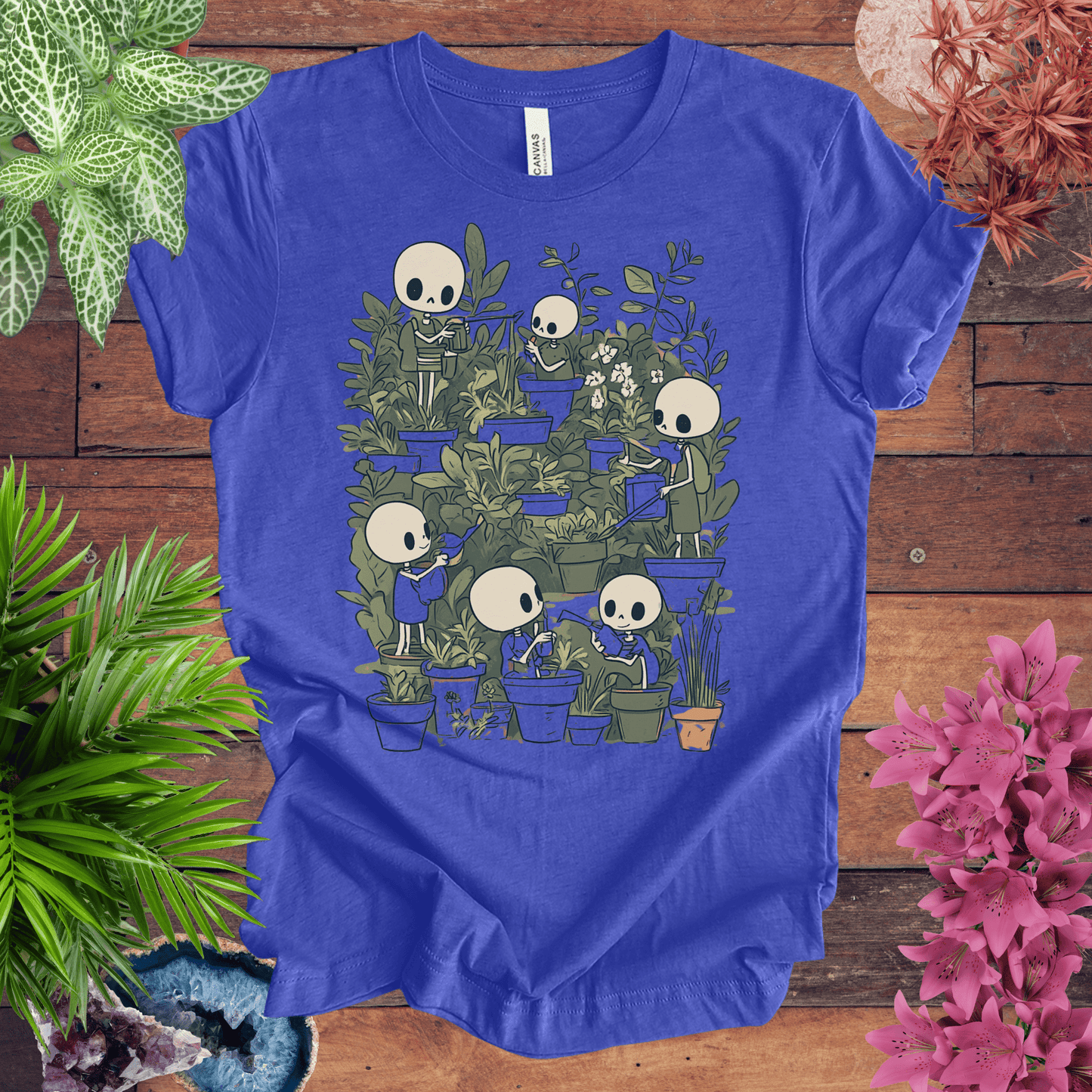 Printify T-Shirt Heather True Royal / S Skeleton Gardener - Eternal Green Thumb T-Shirt