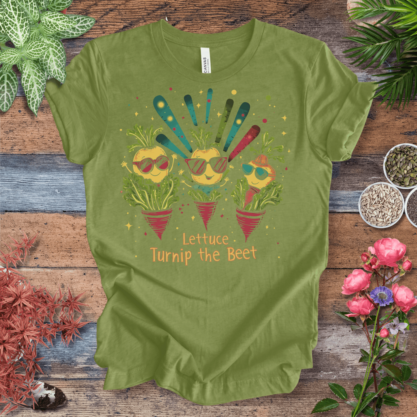 Printify T-Shirt Lettuce Turnip the Beet – Party Veggies T-Shirt