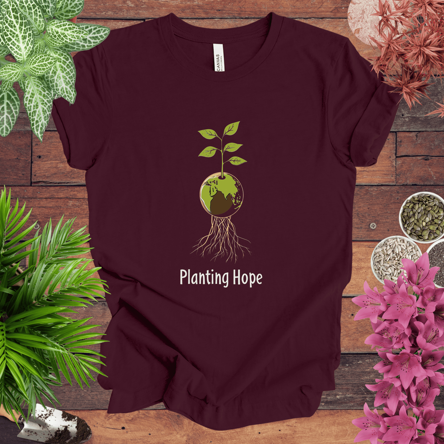 Printify T-Shirt Maroon / S Planting Hope T-Shirt
