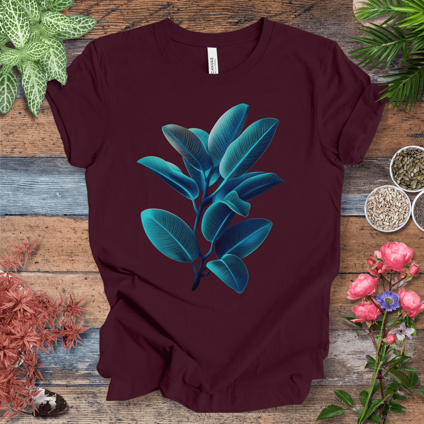 Printify T-Shirt Maroon / S Rubber Tree Plant Aesthetic T-Shirt