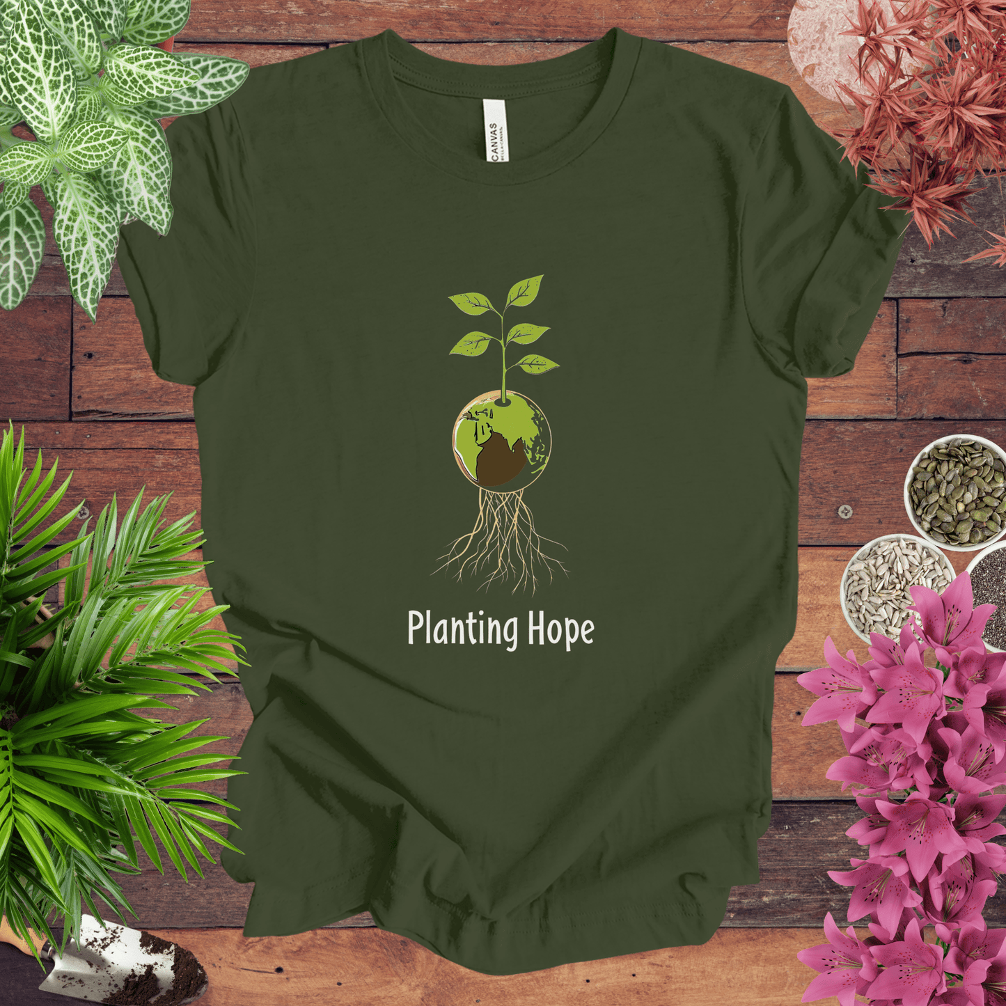 Printify T-Shirt Military Green / S Planting Hope T-Shirt