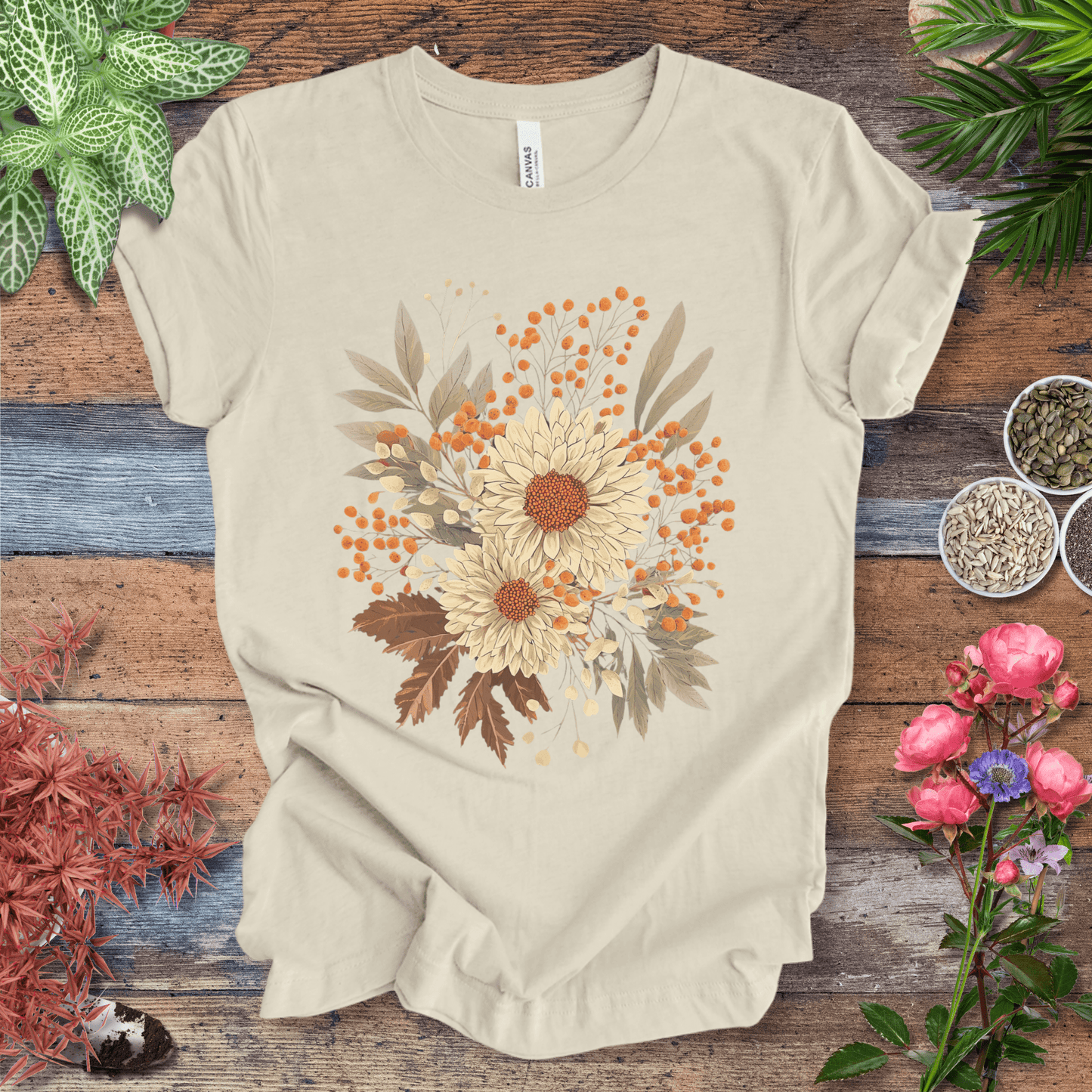 Printify T-Shirt Natural / S Garden Blooms Floral T-Shirt