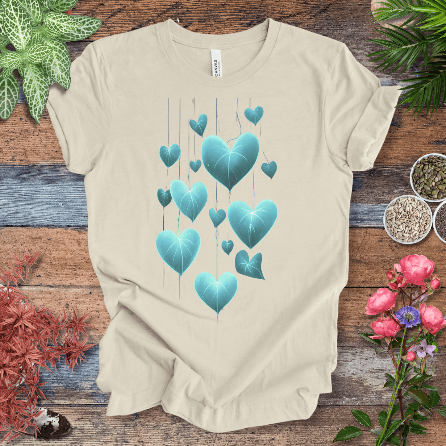 Printify T-Shirt Natural / S Glowing Heartleaf Philodendron Plant Lover T-Shirt