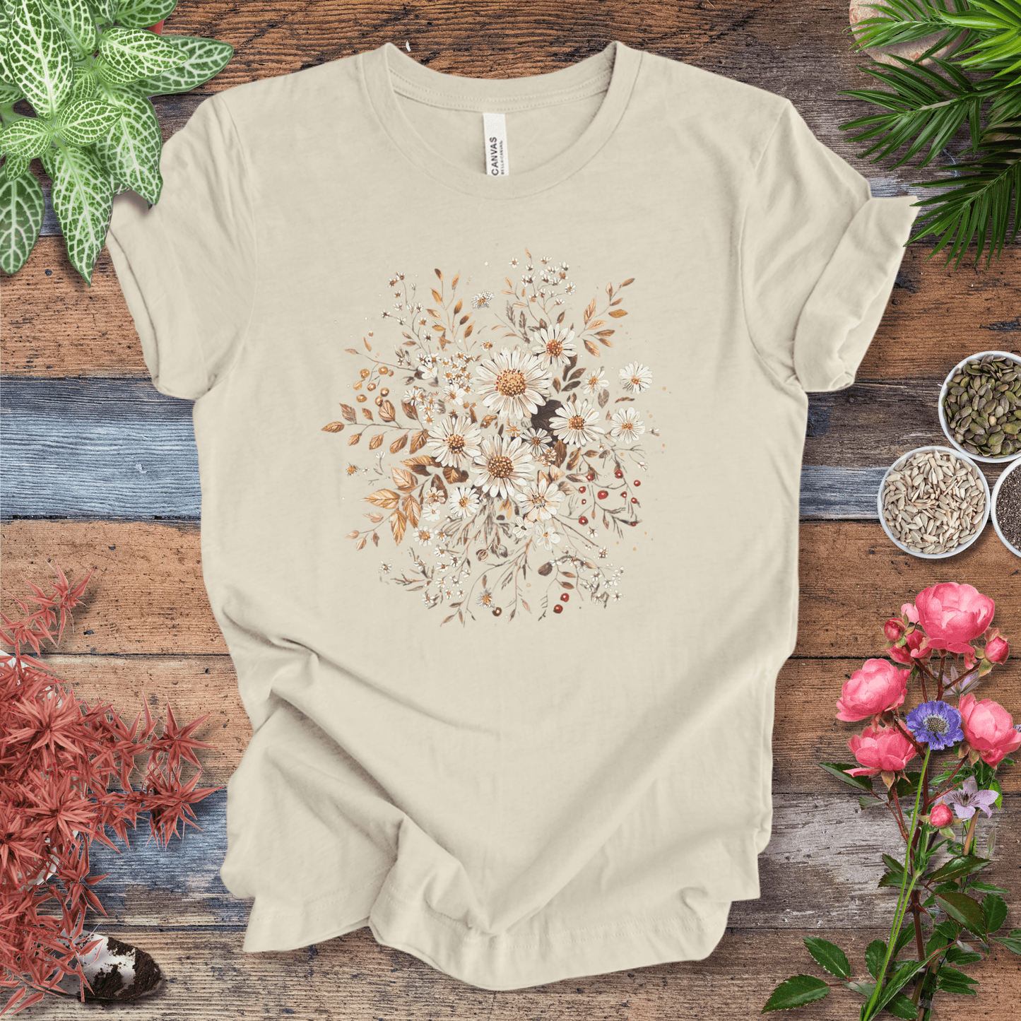 Printify T-Shirt Natural / S Golden Harvest Daisy Floral T-Shirt