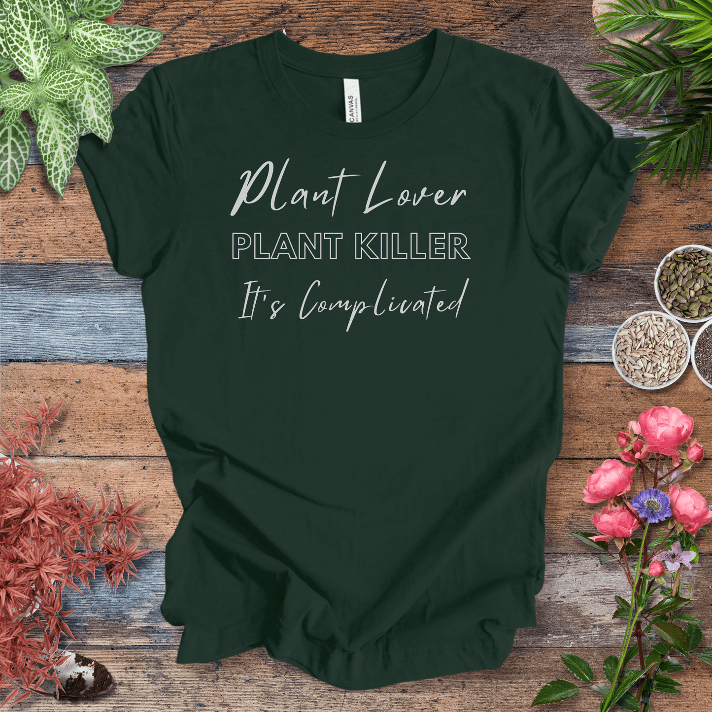 Printify T-Shirt Plant Lover, Plant Killer, It’s Complicated | Eco-Friendly Tee