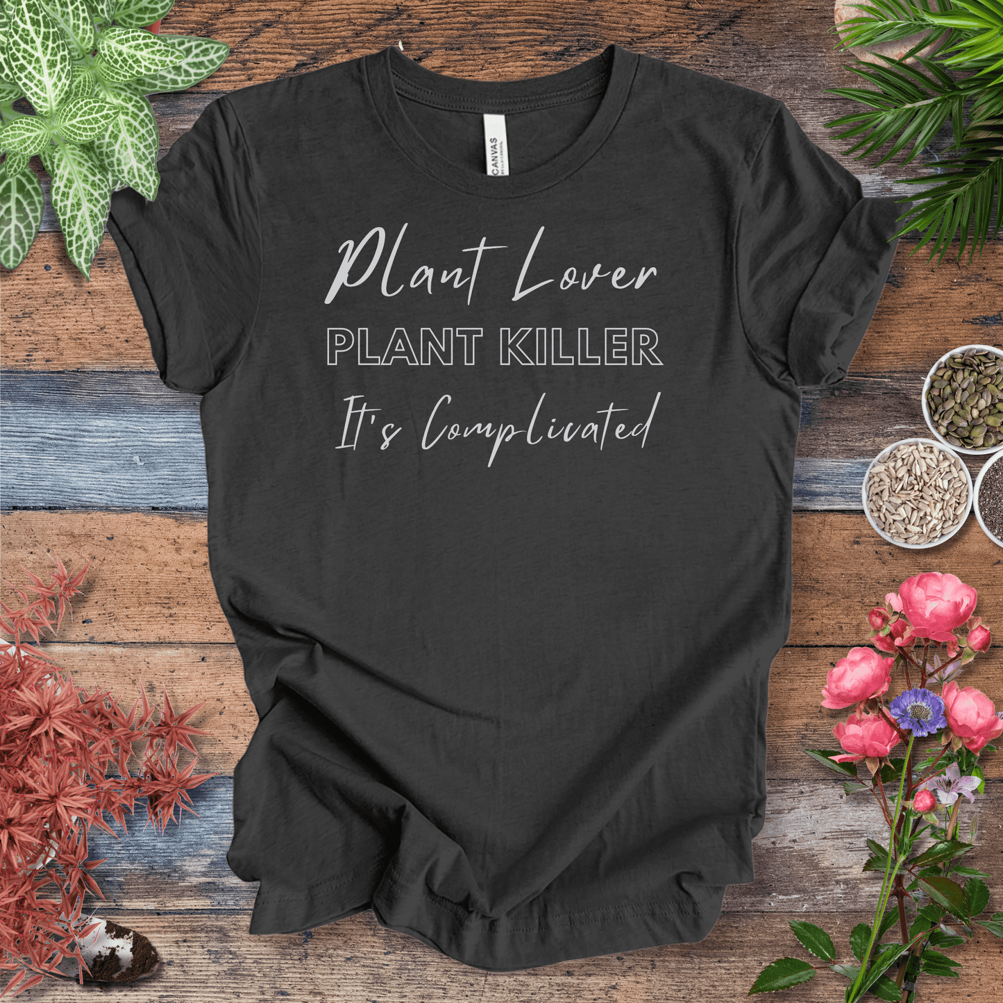Printify T-Shirt Plant Lover, Plant Killer, It’s Complicated | Eco-Friendly Tee