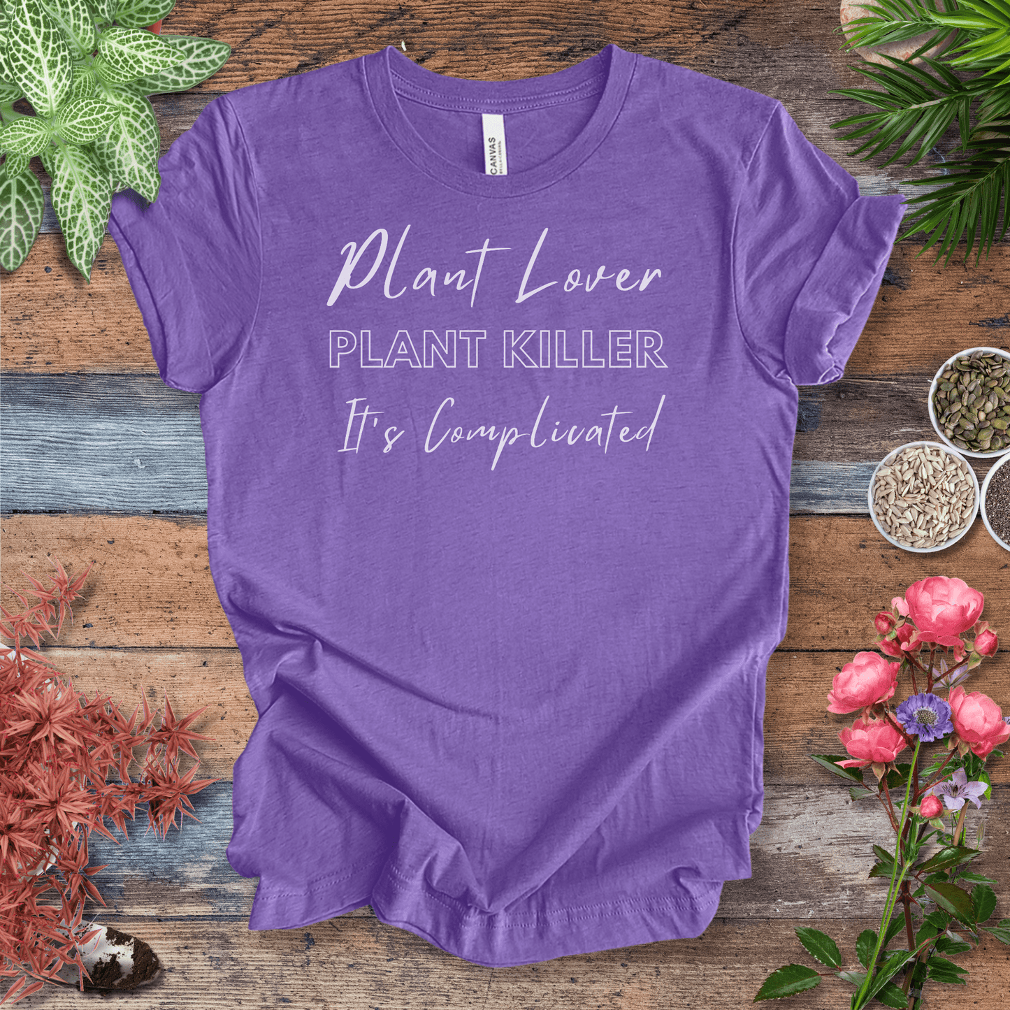 Printify T-Shirt Plant Lover, Plant Killer, It’s Complicated | Eco-Friendly Tee