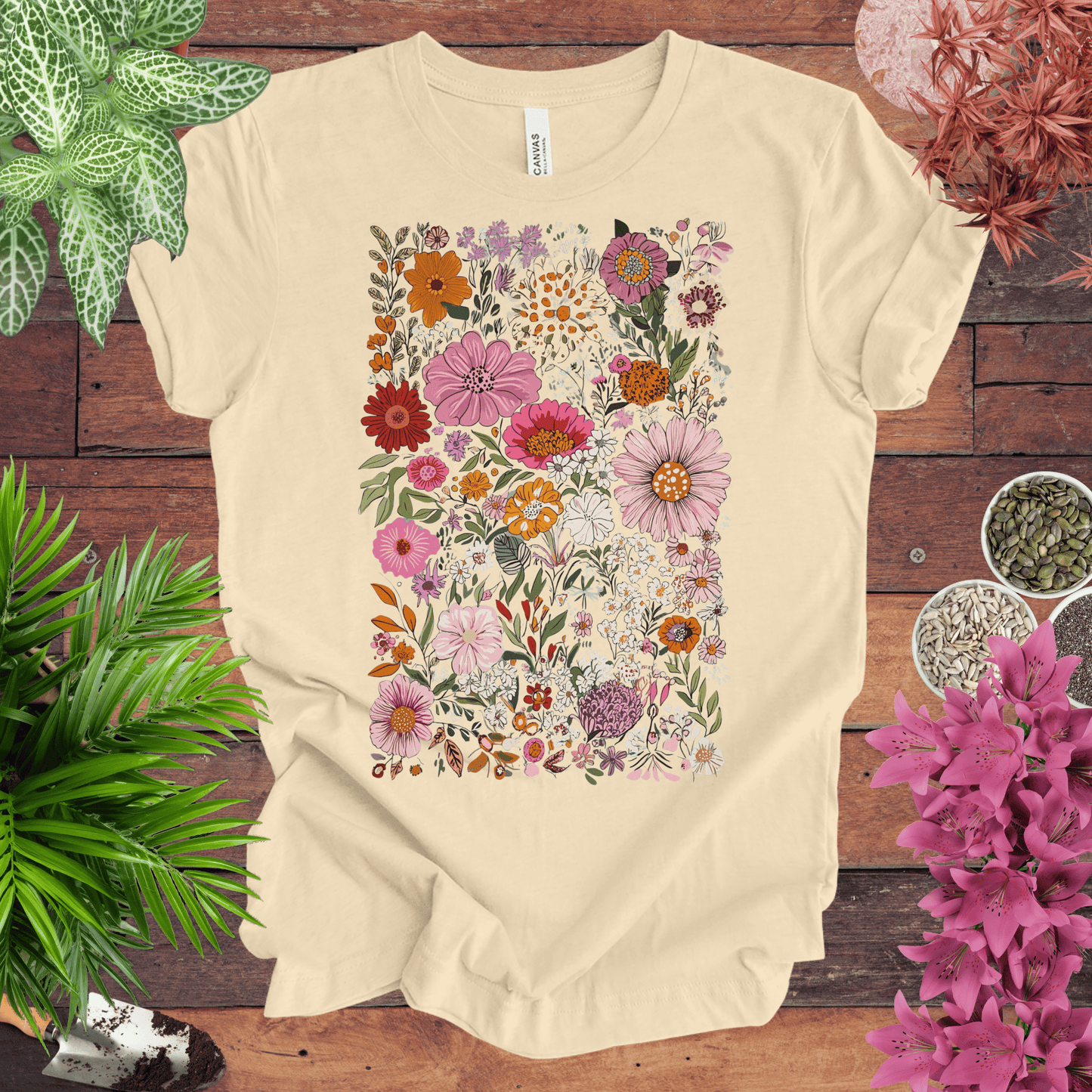 Printify T-Shirt Soft Cream / S Colorful Wildflower Garden T-Shirt