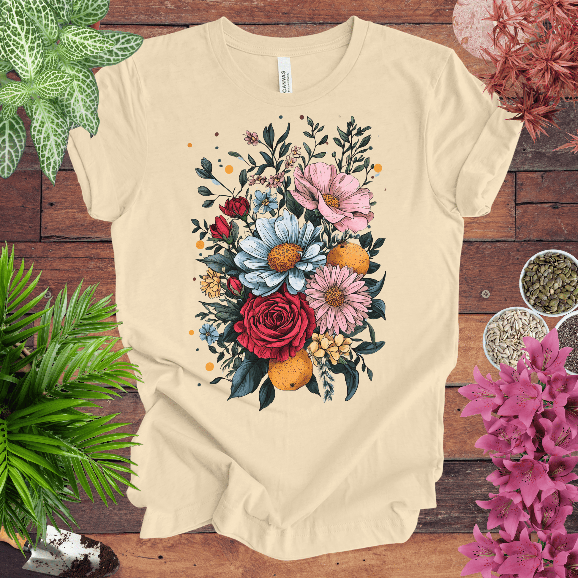Printify T-Shirt Soft Cream / S Elegant Floral Citrus Arrangement T-Shirt