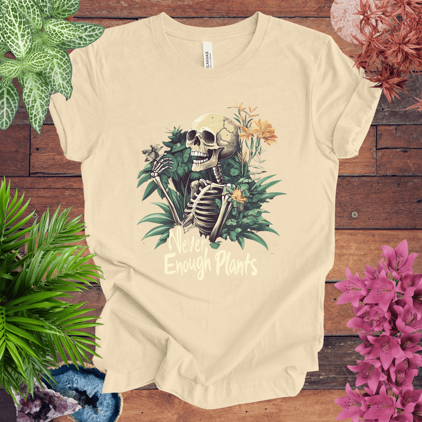 Printify T-Shirt Soft Cream / S Never Enough Plants Skeleton T-Shirt