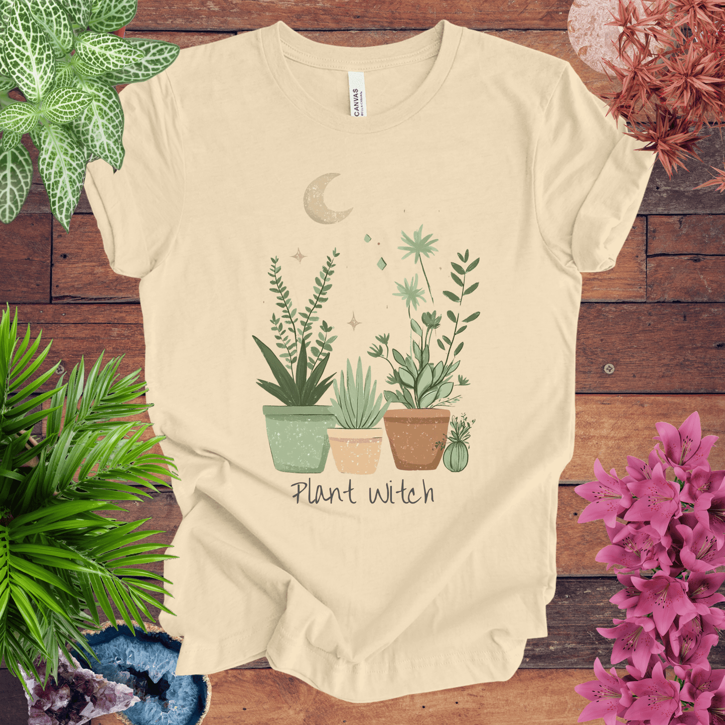 Printify T-Shirt Soft Cream / S Plant Witch - Moonlit Garden T-Shirt