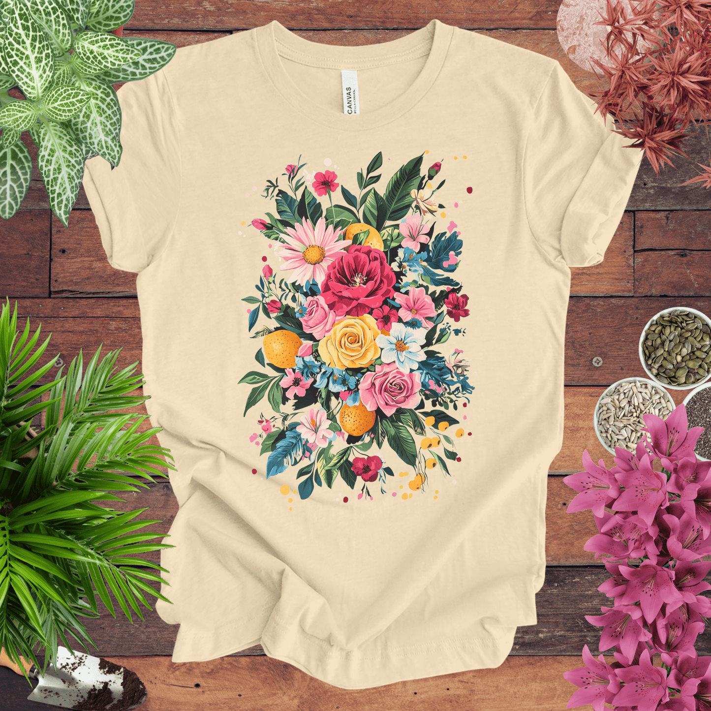 Printify T-Shirt Soft Cream / S Vibrant Floral Citrus Bouquet T-Shirt
