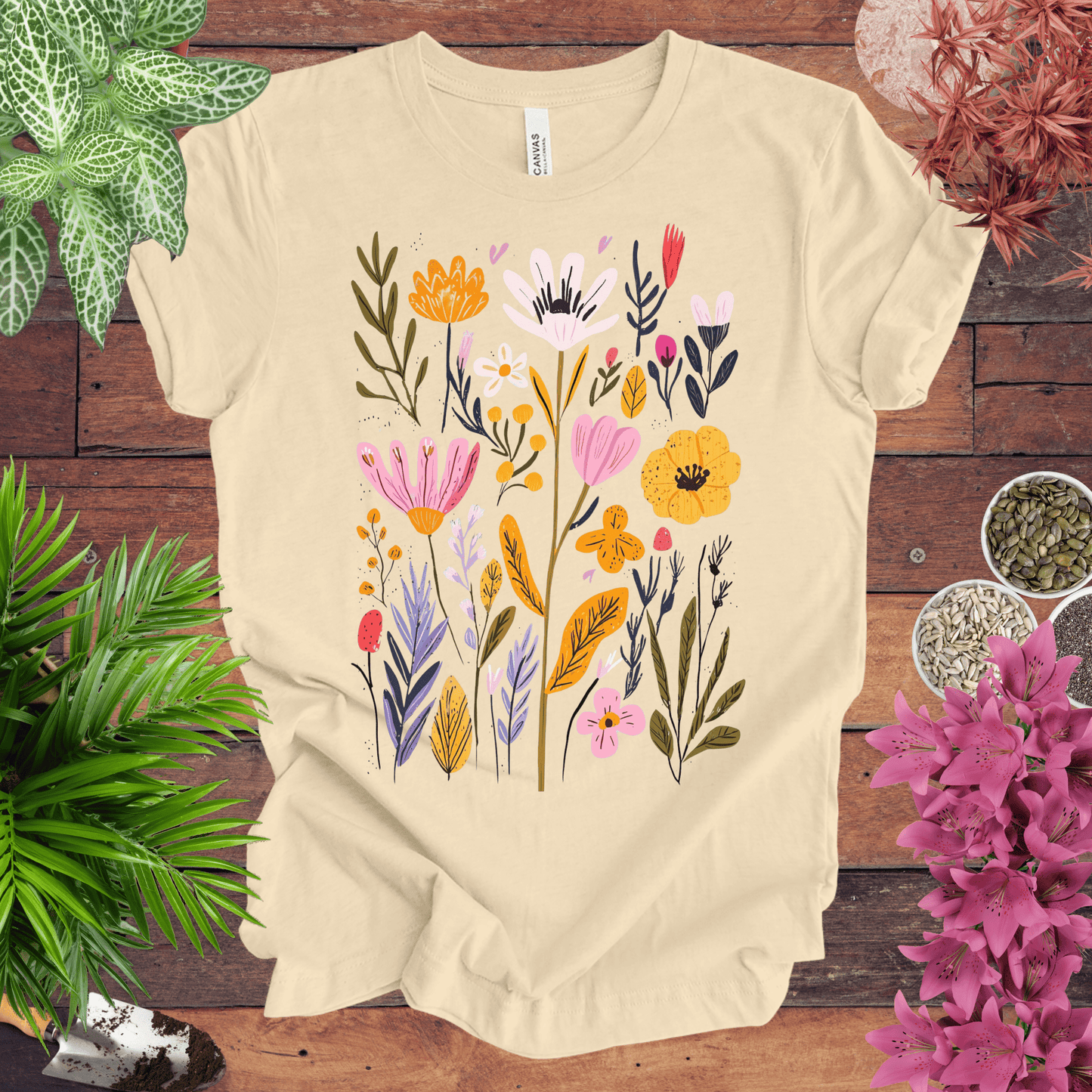 Printify T-Shirt Soft Cream / S Whimsical Floral Bouquet T-Shirt