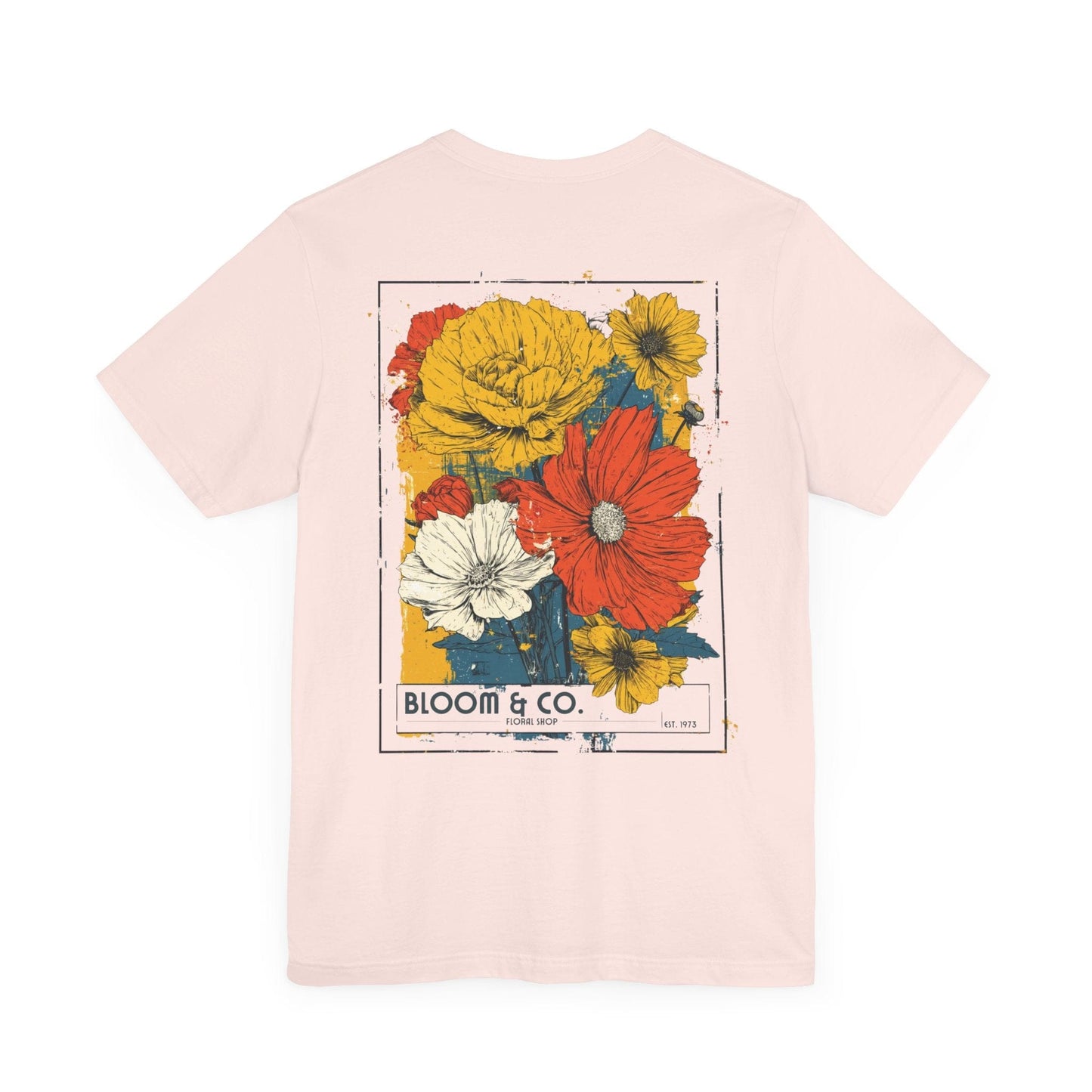 Printify T-Shirt Soft Pink / S Bloom & Co. Vintage Flower Shop Tee | Eco-Friendly Botanical Art T-Shirt