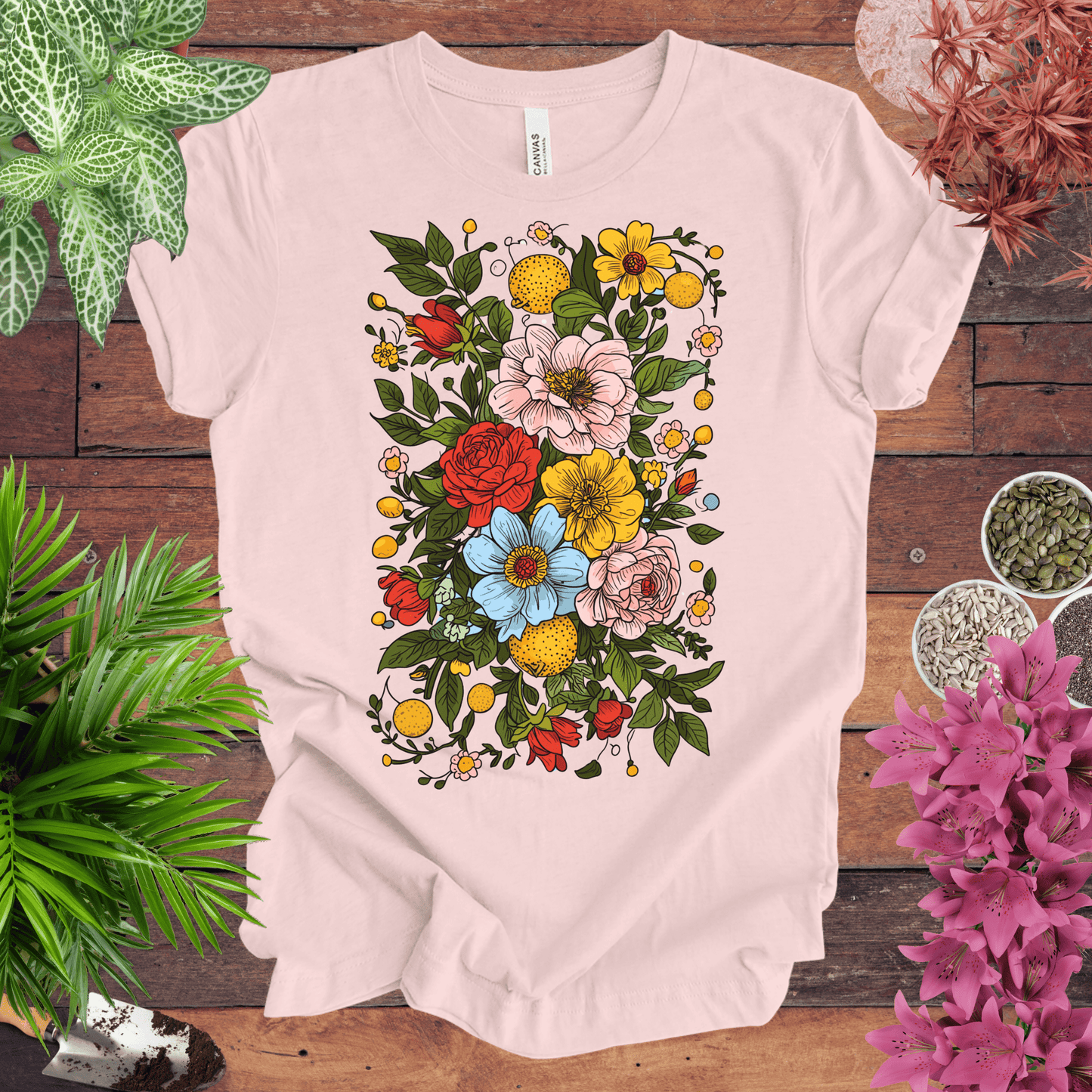 Printify T-Shirt Soft Pink / S Bold Floral Citrus T-Shirt