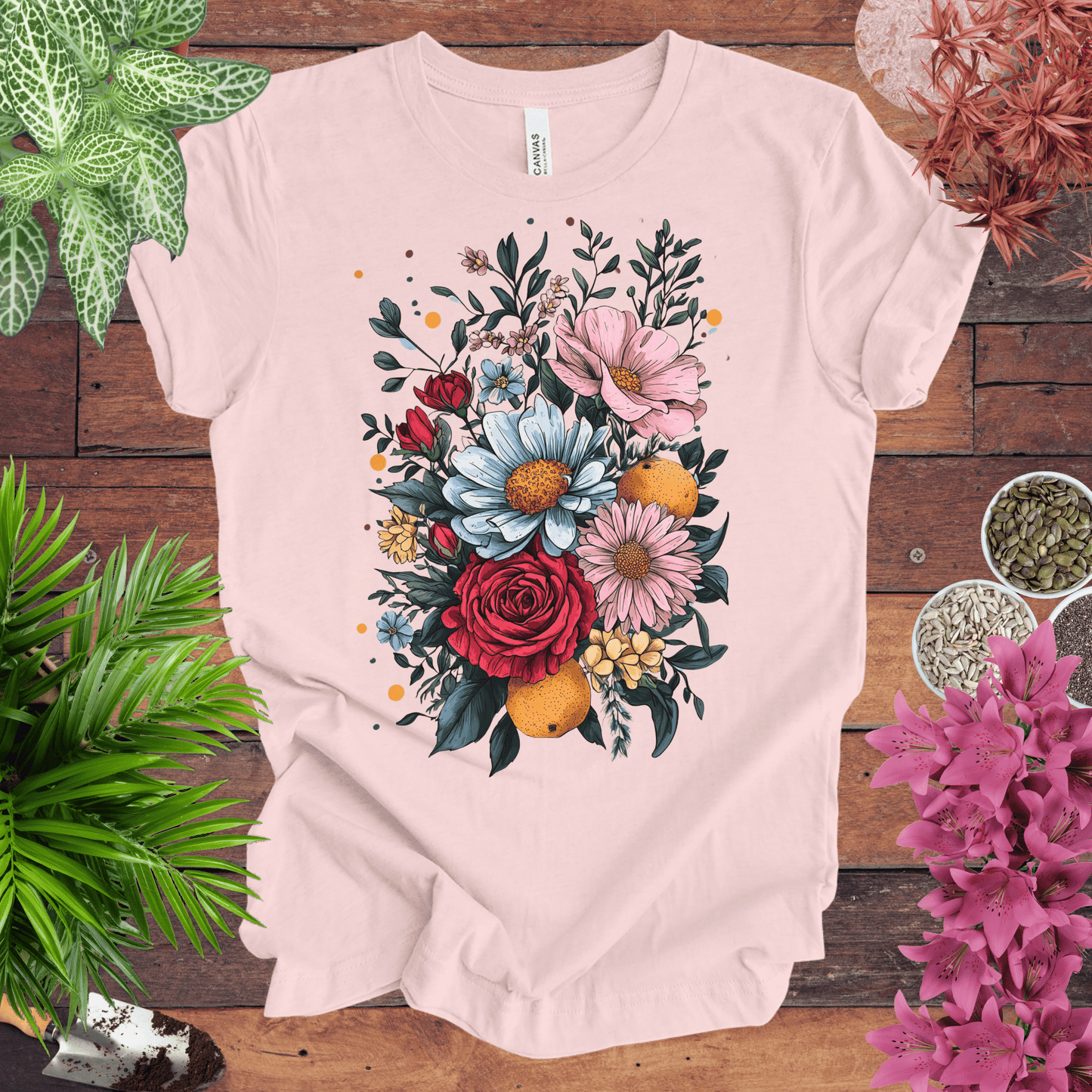 Printify T-Shirt Soft Pink / S Elegant Floral Citrus Arrangement T-Shirt