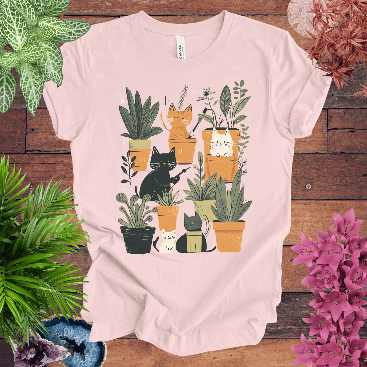 Printify T-Shirt Soft Pink / S Feline Green Thumb T-Shirt