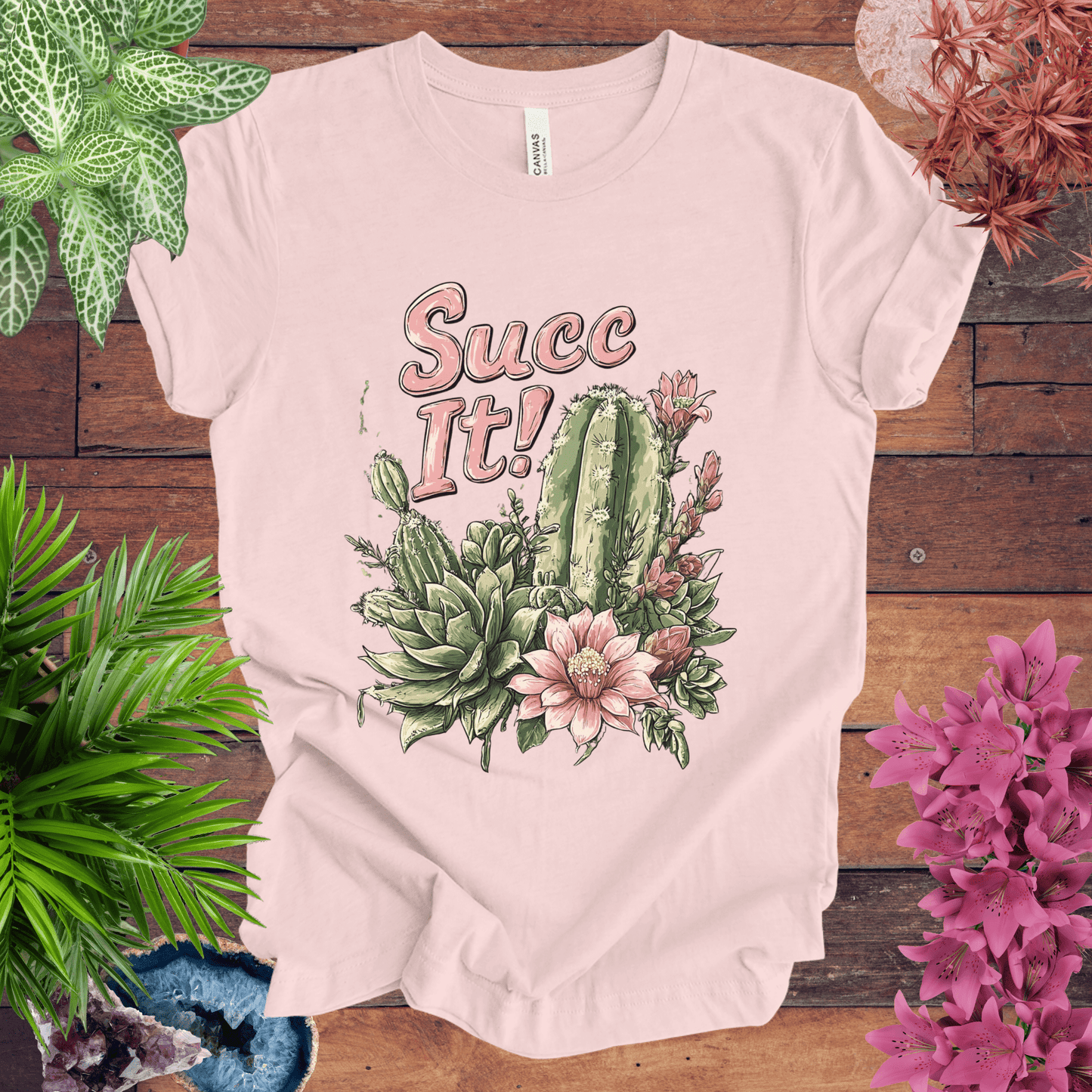 Printify T-Shirt Soft Pink / S Succ It! - Cactus Lover T-Shirt