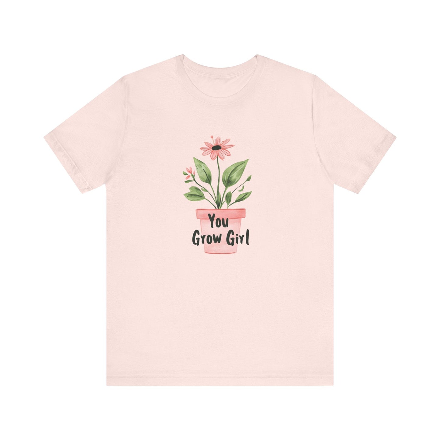 Printify T-Shirt Soft Pink / S You Grow Girl – Simple Watercolor Pot T-Shirt