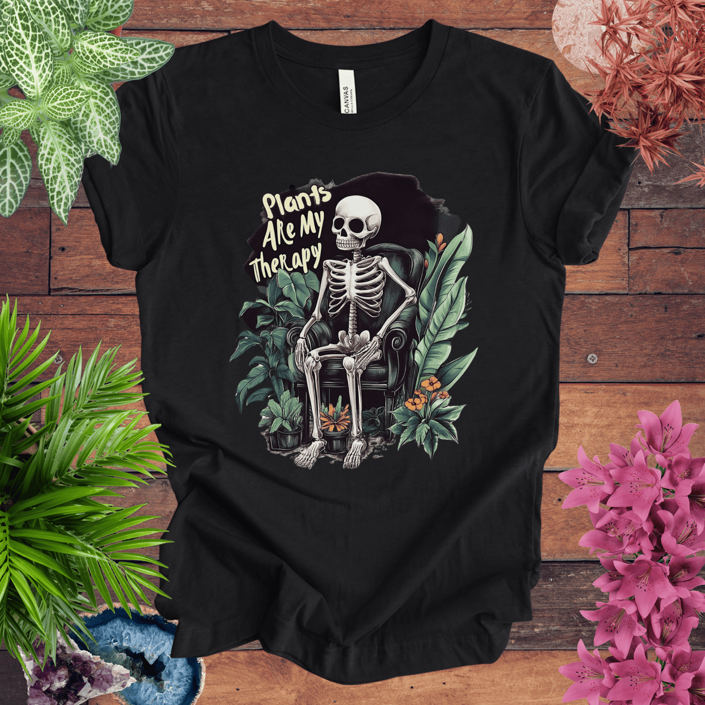 Printify T-Shirt Solid Black Blend / S Plants Are My Therapy T-Shirt