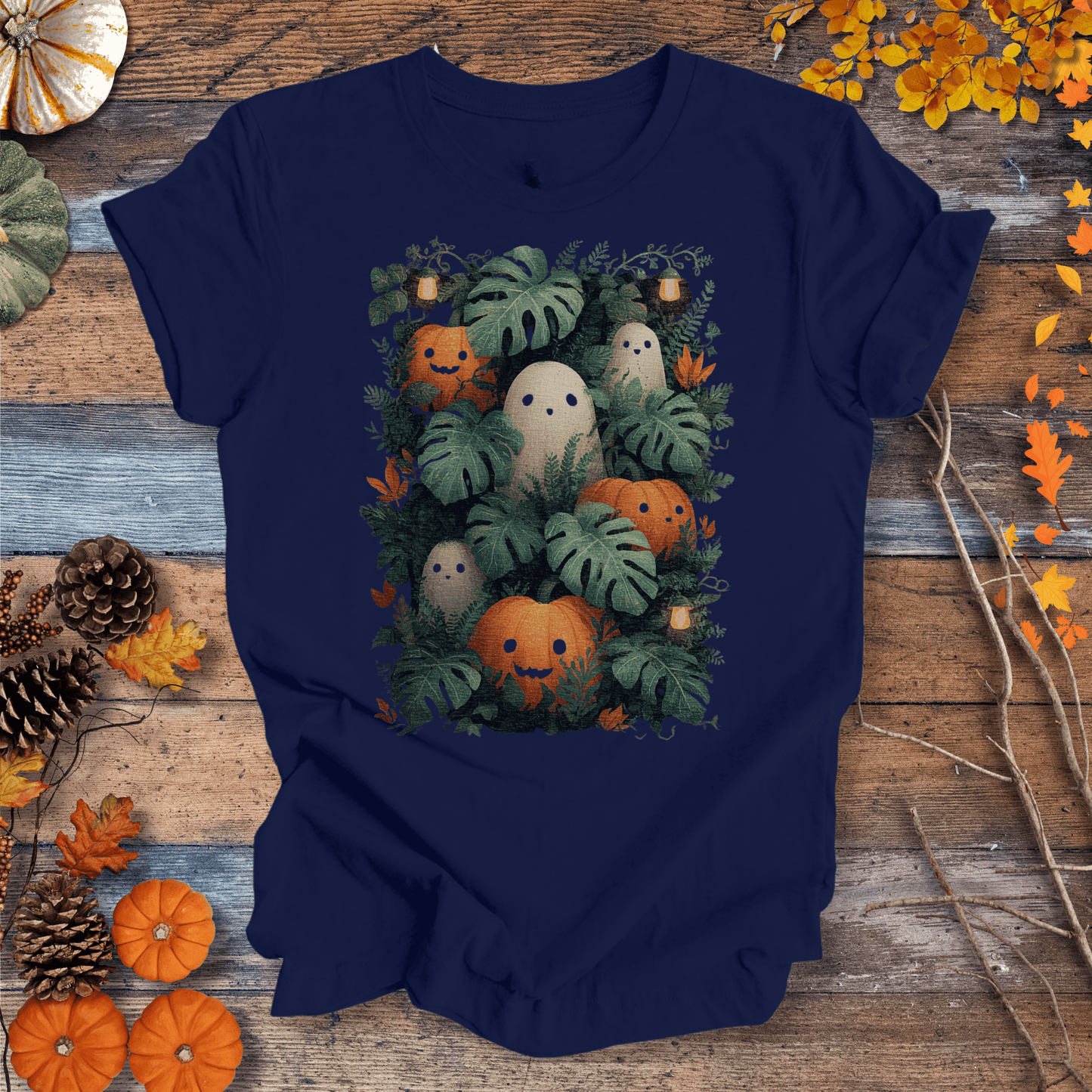 Printify T-Shirt Solid Midnight Navy / XS Pumpkin Vibes Fall T-Shirt | Botanical Vibes Plant Lover Tee