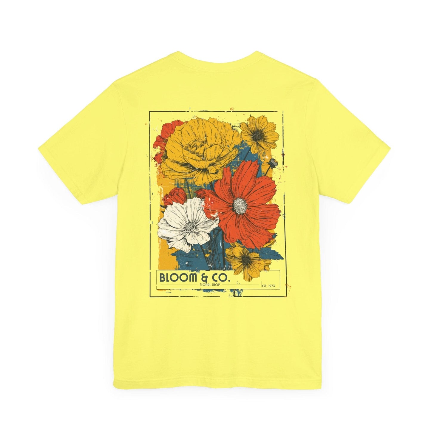 Printify T-Shirt Yellow / S Bloom & Co. Vintage Flower Shop Tee | Eco-Friendly Botanical Art T-Shirt