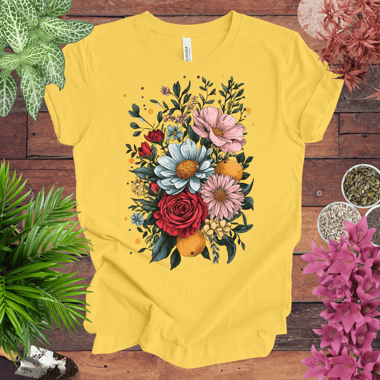 Printify T-Shirt Yellow / S Elegant Floral Citrus Arrangement T-Shirt