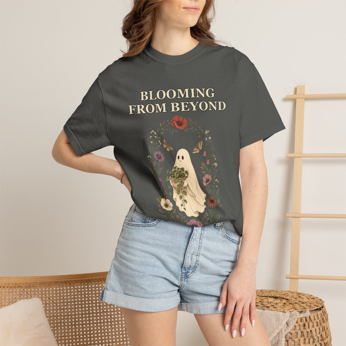 Floral Ghost Halloween Shirt - Cottagecore Plant Tee