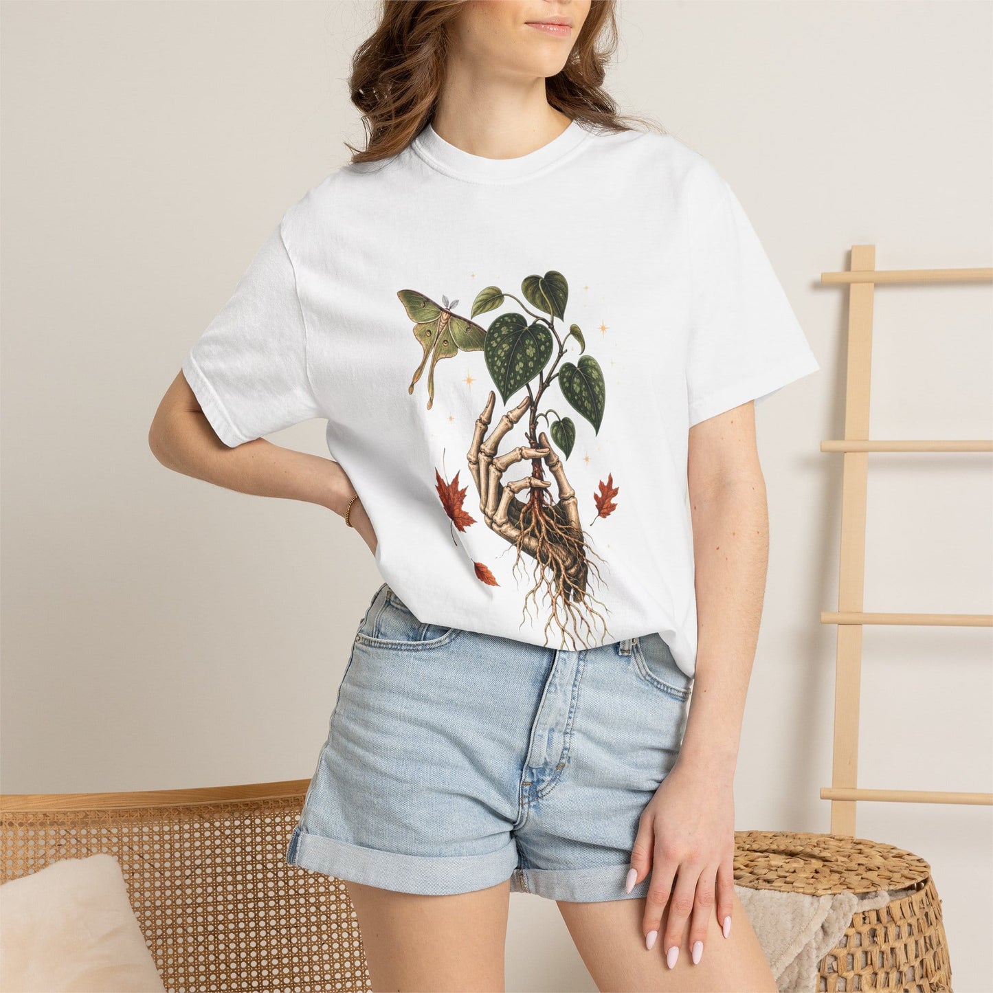 Skeleton Hand Hoya T-Shirt in Blue Spruce
