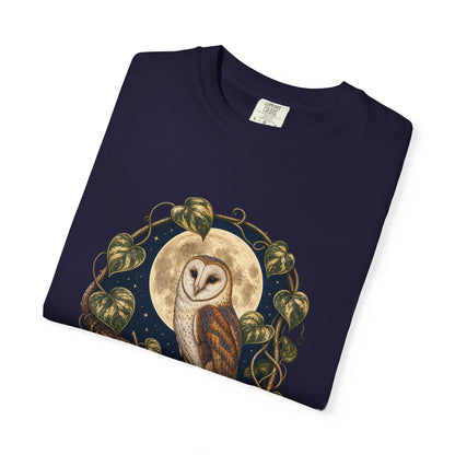 Owl and Pothos T-Shirt in Violet