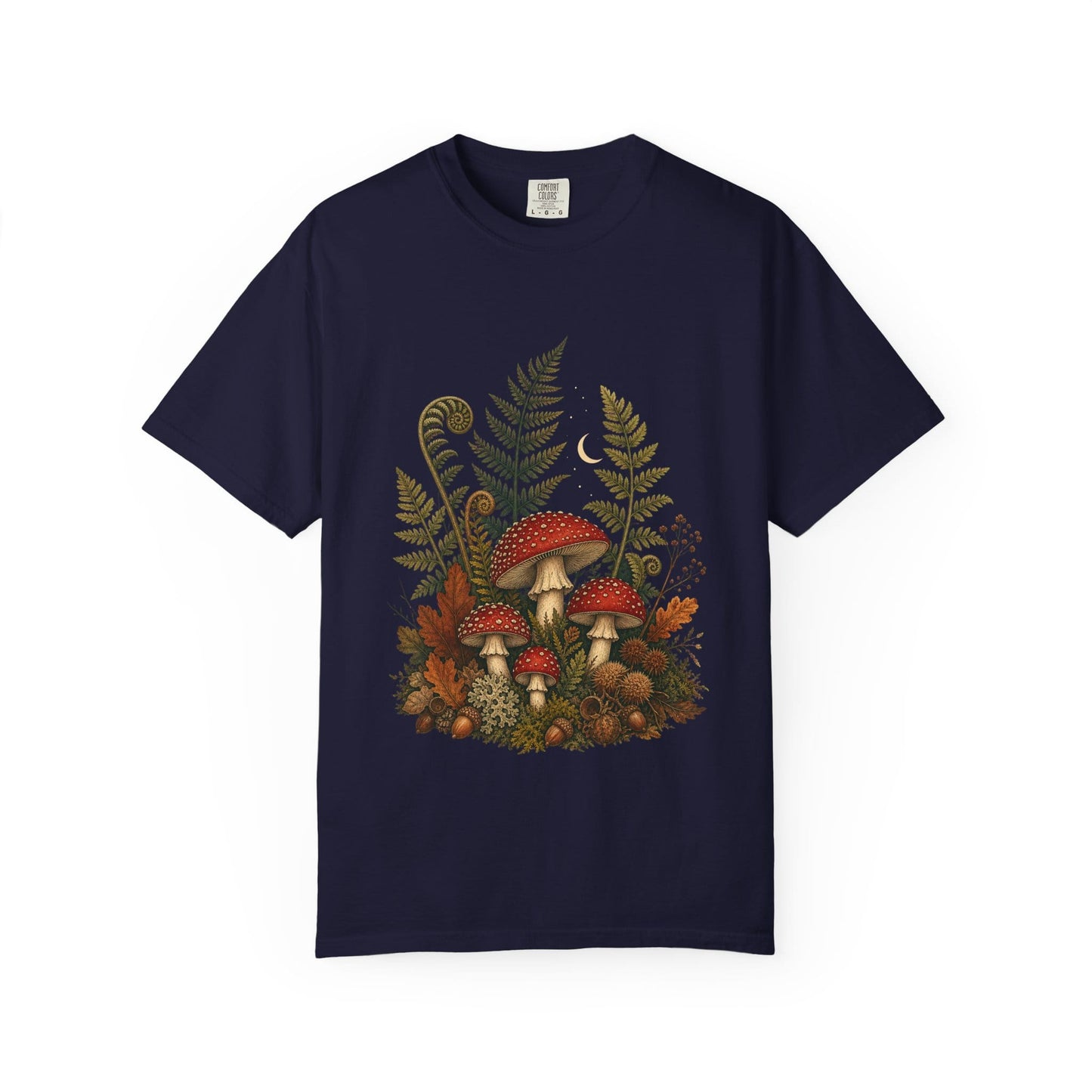Autumn Mushroom Fern T-Shirt in Pepper
