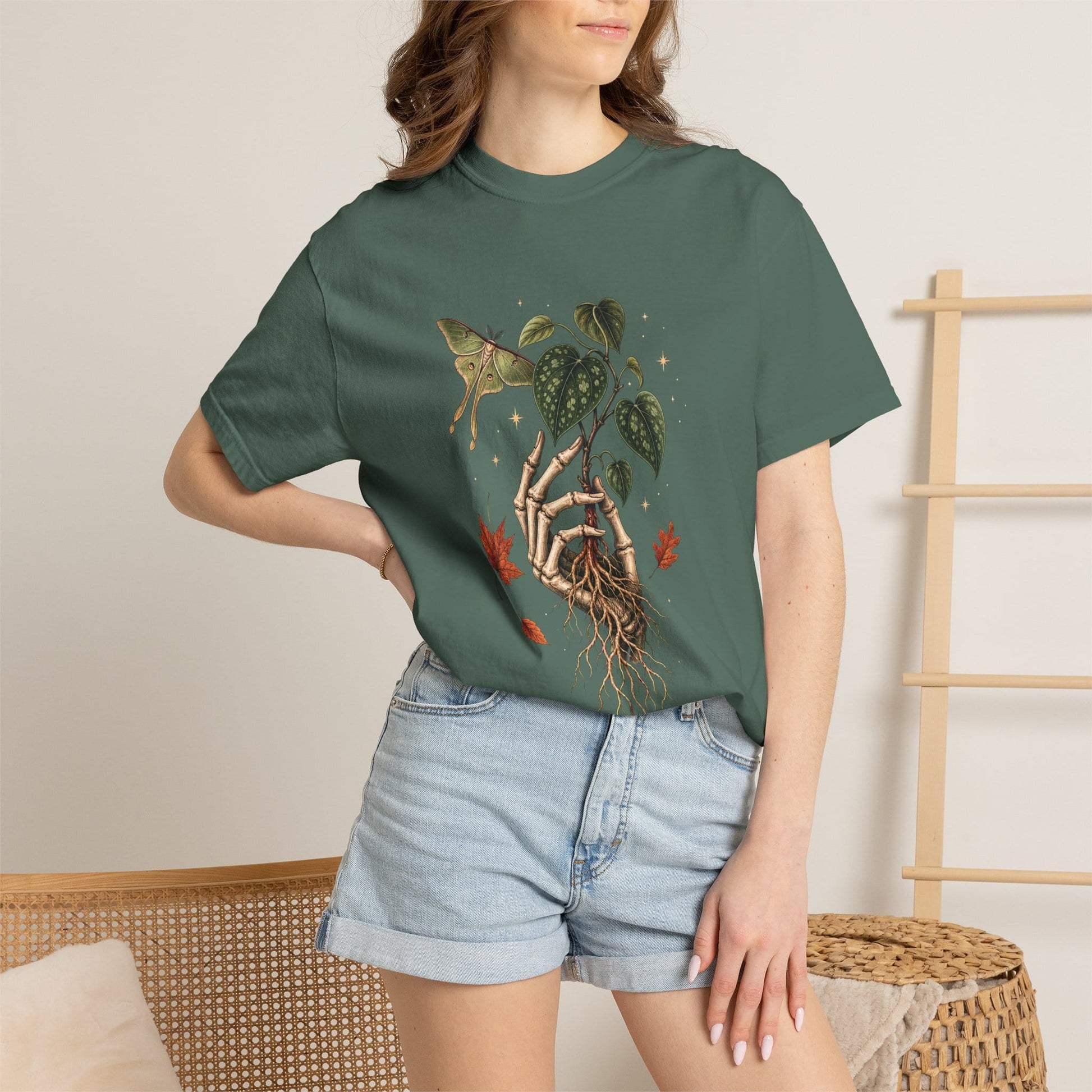 Skeleton Hand Hoya T-Shirt in Blue Jean