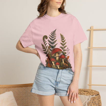 Autumn Mushroom Fern T-Shirt in Berry