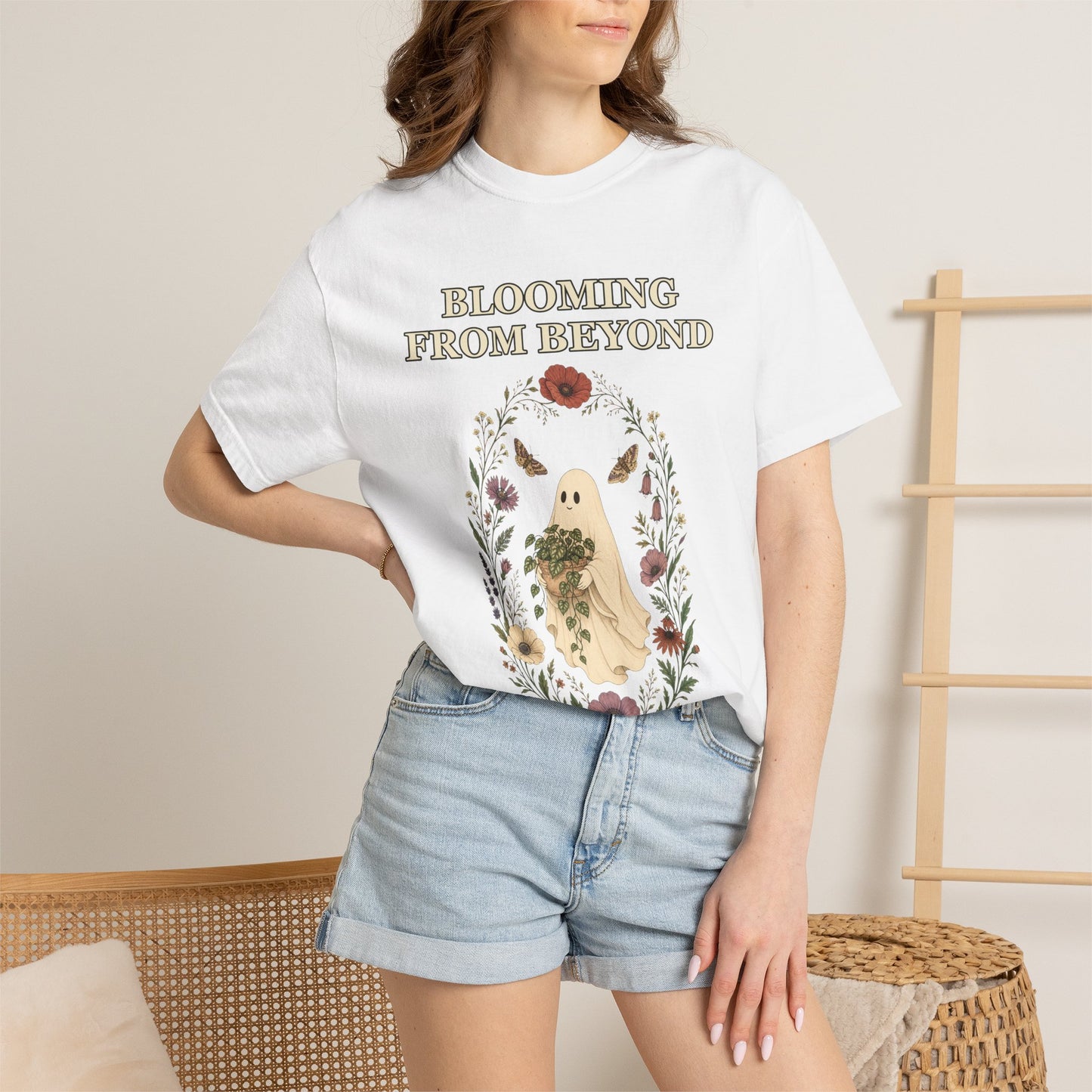 Floral Ghost Halloween Shirt - Cottagecore Plant Tee