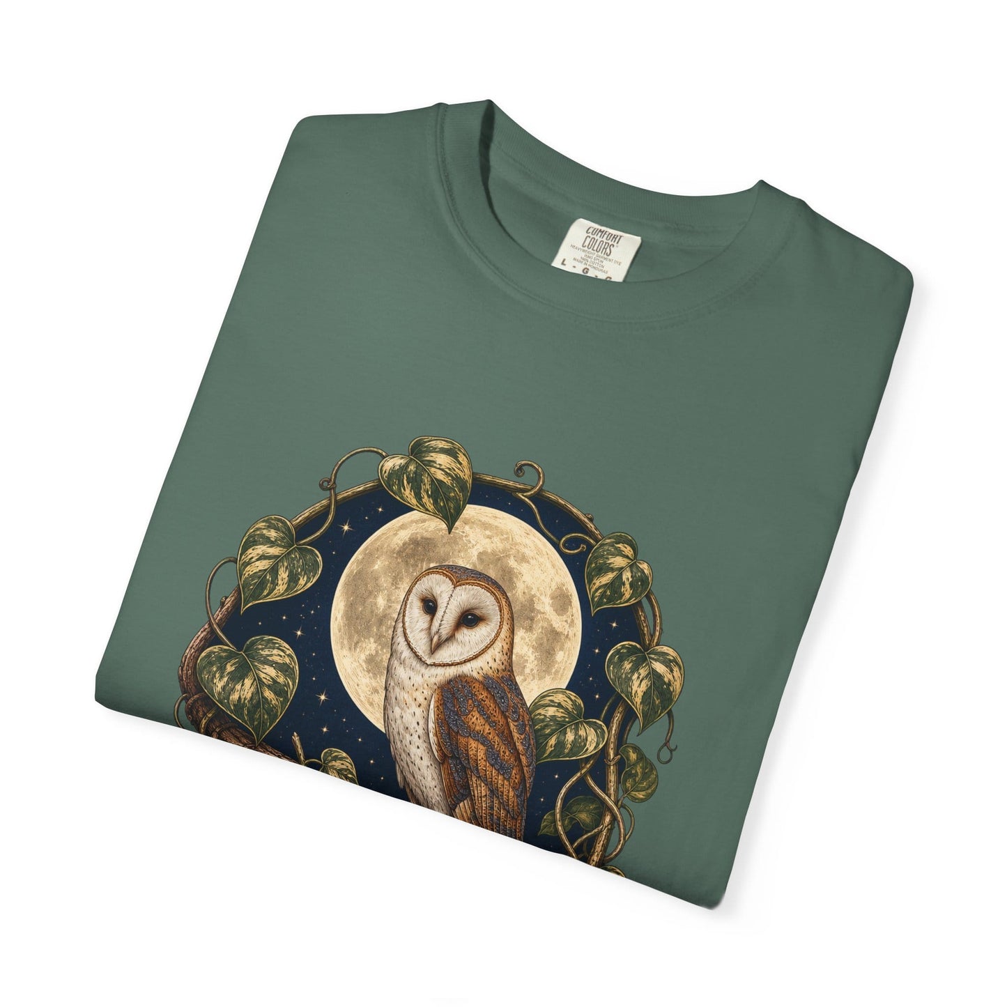 Owl and Pothos T-Shirt in Blue Jean
