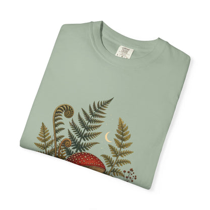 Autumn Mushroom Fern T-Shirt in Chambray