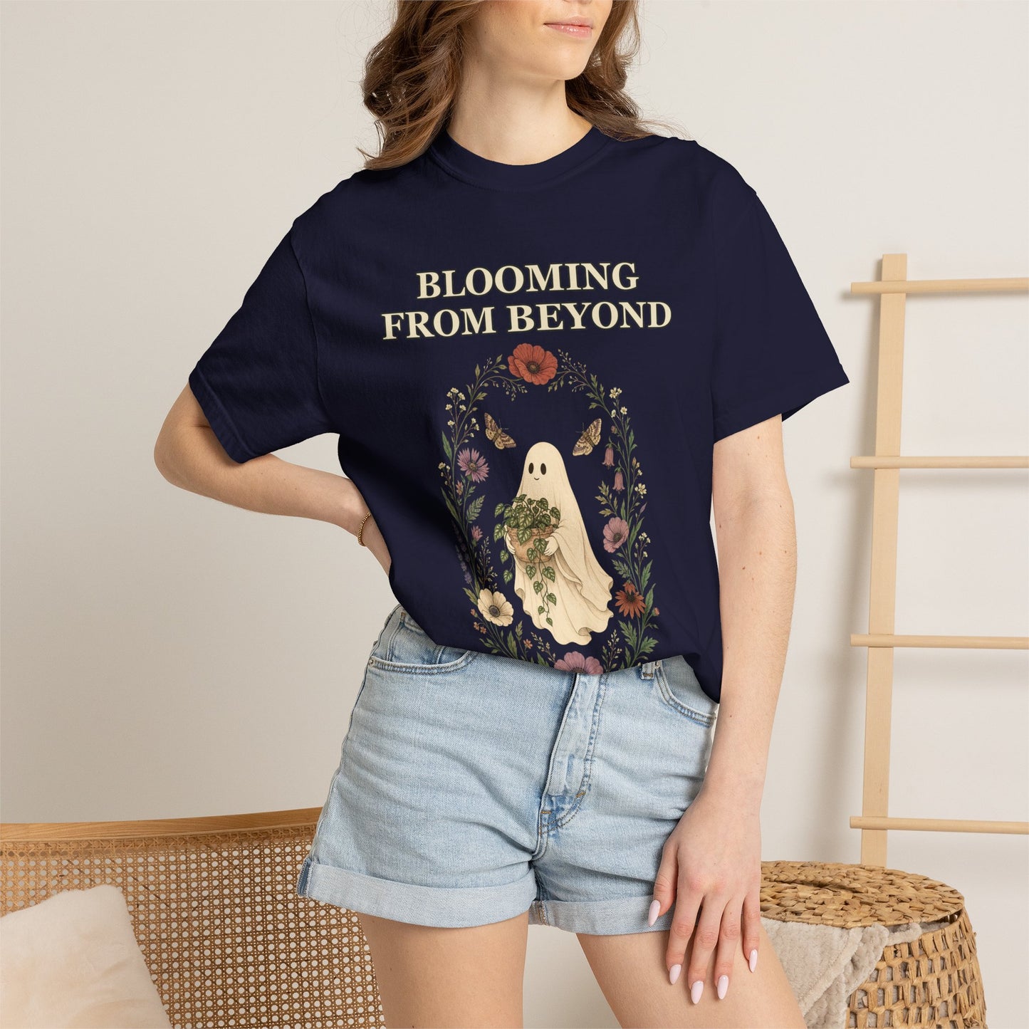 Floral Ghost Halloween Shirt - Cottagecore Plant Tee