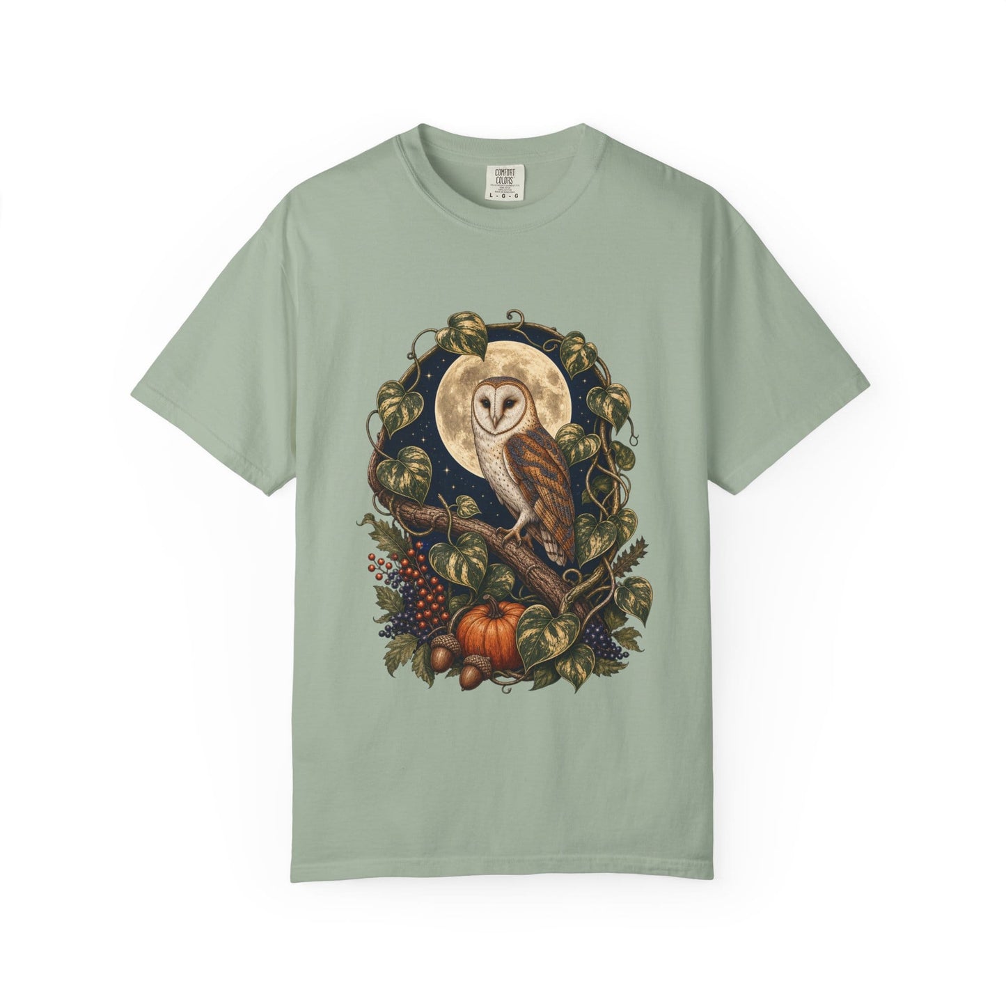 Owl and Pothos T-Shirt in Ivory