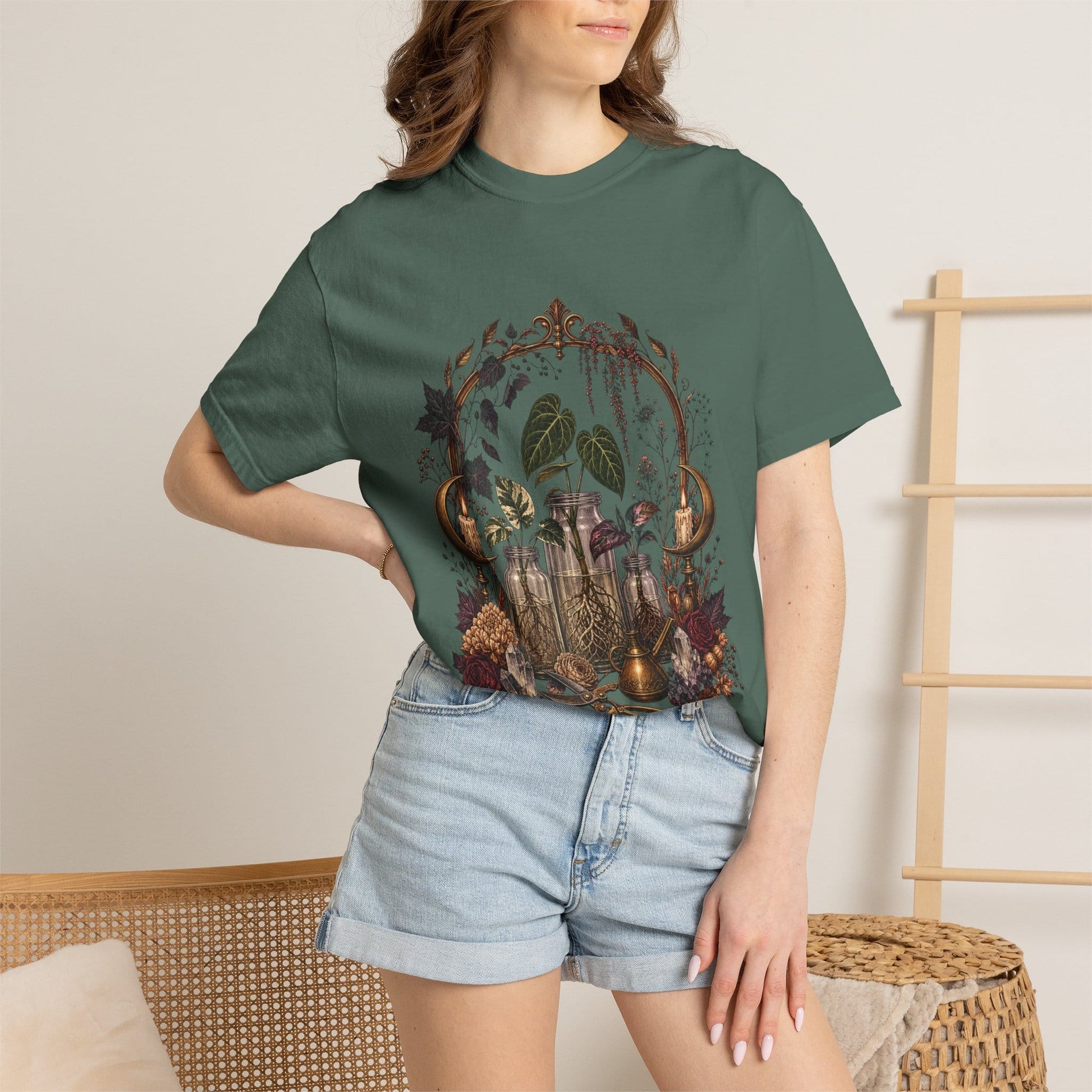 Witchy Propagation Altar T-Shirt in Blue Jean