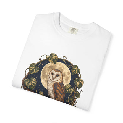 Owl and Pothos T-Shirt in Blue Spruce