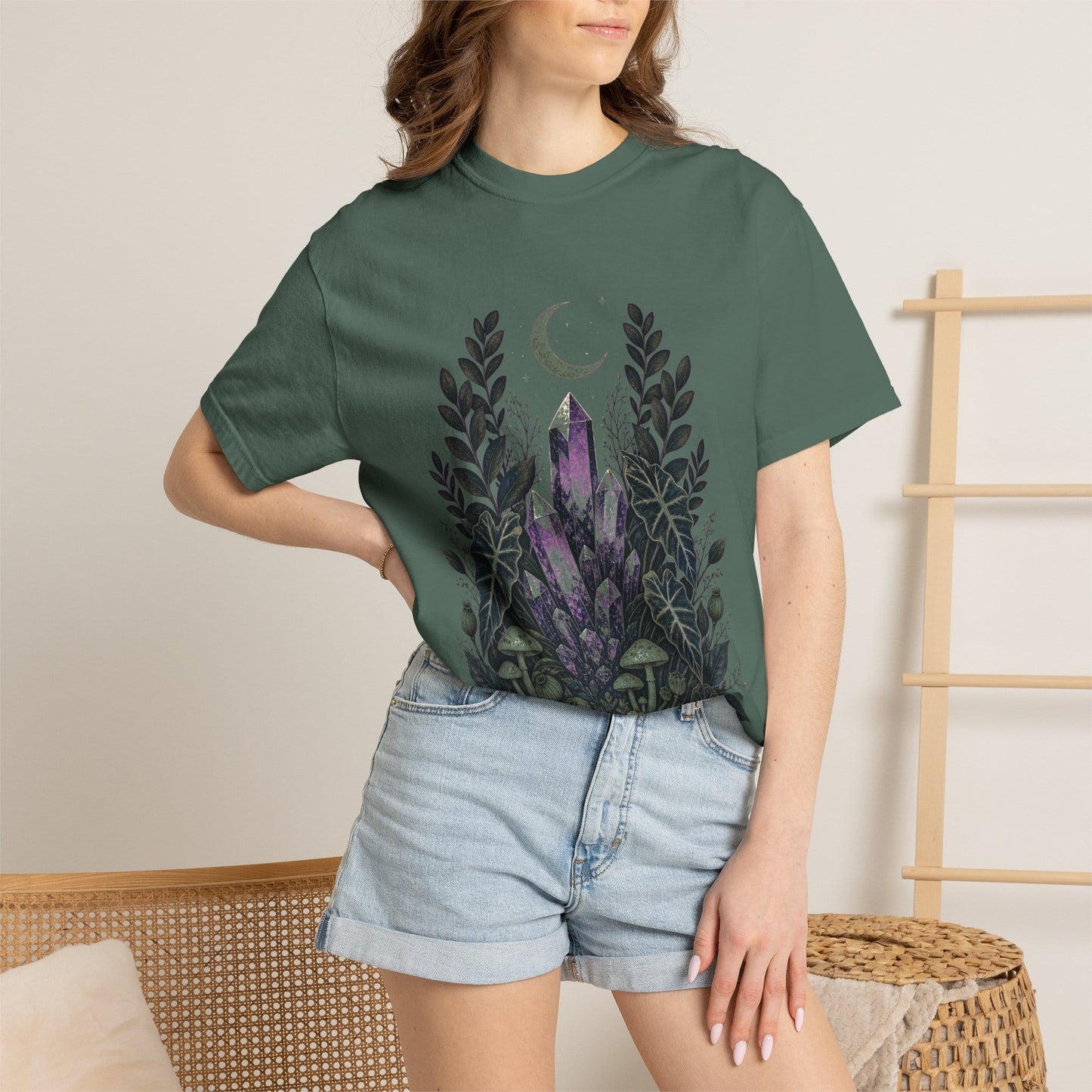 Botanical Crystal Garden T-Shirt in Blue Jean