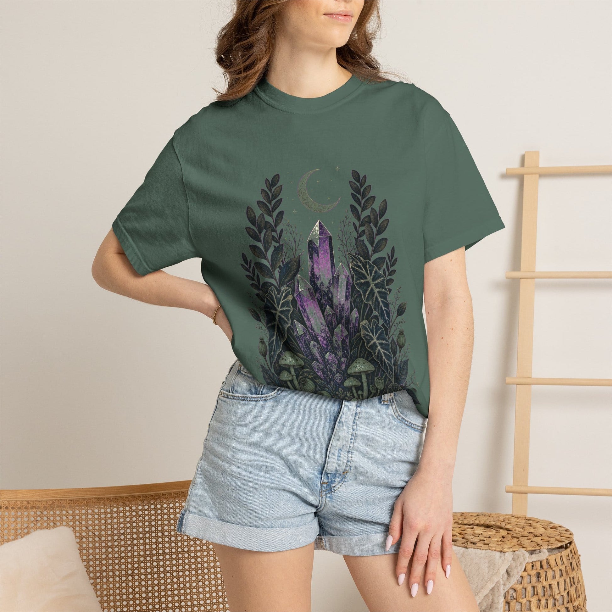 Botanical Crystal Garden T-Shirt in Blue Jean