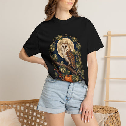 Owl and Pothos T-Shirt in Orchid