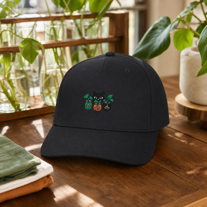 Familiar Foliage embroidered hat in Black