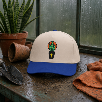 Rest in Peat Snake Plant embroidered hat in Royal / Natural